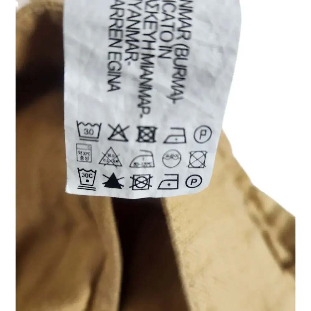ZARA Men's European Linen Blend Trousers 32 x 27 Yellow Minimalist Ankle Pant